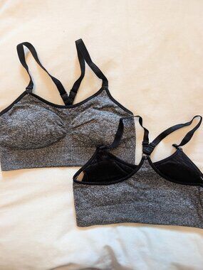 2 Heather Gray/Black C9 Sports Bras (S)